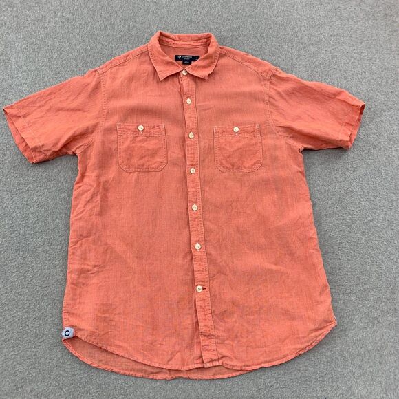 Daniel Cremieux Button Shirt Mens Medium Linen Short Sleeve Salmon Color - Picture 1 of 13